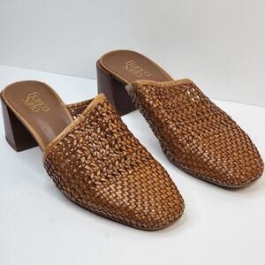 Franco Sarto Nalla 9M Mules Tan Fuax Leather 2" Block Heel Casual Slip On Shoes